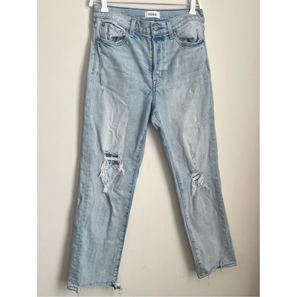 Pistola Straight Leg Jeans Distressed Light wash Denim